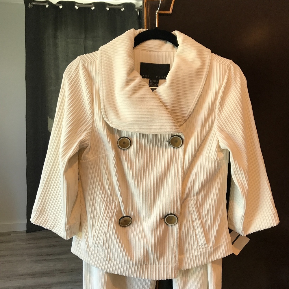 Yansi Fugel Micro Stretch Cream Cord Pant Suit